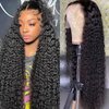 Water Wave Lace Front Wigs Human Hair Wigs for Women HD 13x4 Glueless Lace Frontal Wigs Human Hair Pre Plucked with Baby Hair Wet and Wavy Wigs Human Hair 180% Density Natural Color (24 Inch)