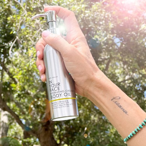 In Your Face HYDRATING CREAMY BODY OIL | Healing Calendula & Jojoba Oils, Satin-Soft Cocoa & Shea Butters with Revitalizing Citrus Oils | 5 oz