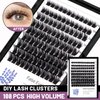 Hannahool Wide Stem Individual False Eyelashes Mixed 8-10-12-14mm/10-12-14-16mm Dramatic Black Soft and Light Thick Base Cluster Lashes D Curl 5D Volume Eye Lashes Extensions (10-12-14-16mm)