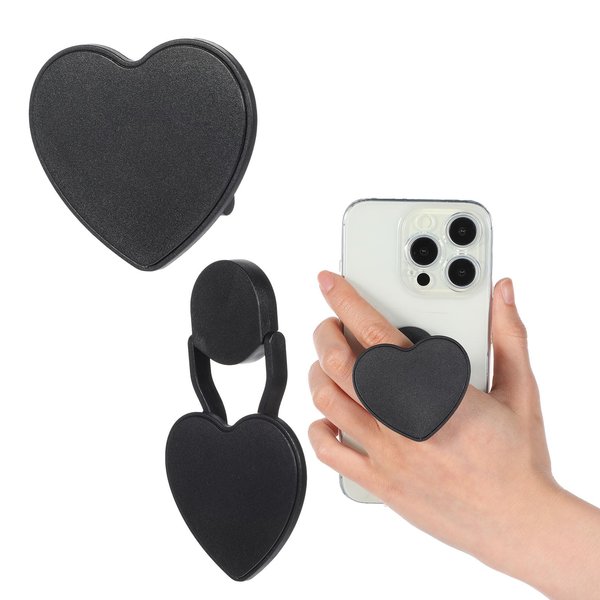 Nogeqi Adjustable Cell Phone Ring Grip Double Foldable Ring Phone Grip Heart Shape Phone Case Ring Holder Grip Phone Ring Stand for Phone Case Compatible with All Smartphones (Black)