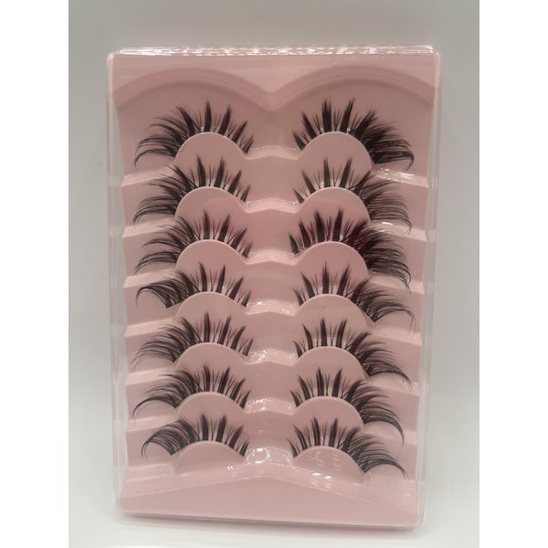 7Pairs Fox Eye manga Lashes 3D Clear Band Lashes Natural Look Wispy Mink Eyelashes Fluffy Cat Eye Lashes Pack Fake Eyelashes By Miyobeauty