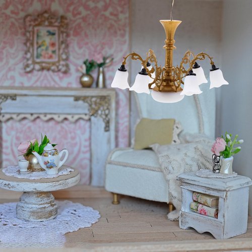 Angoily Miniature Ceiling Lamps, Mini Dollhouse Chandelier Light, Dollhouse Ceiling Light Model, Miniature Ceiling Lighting for Doll House Decoration Accessories