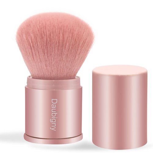 Retractable Kabuki Makeup Brush,Daubigny Powder Brushes Foundation Travel Foundation Brush for Blush Bronzer & Powder (Pink)