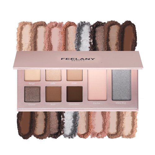 FEELANY Neutral Cool Color Eyeshadow Palette Long-lasting eye makeup Includes 1blushes and 7 eyeshadows Velvet matte and shimmery metallic & Eye makeup selection from daily to festivals