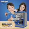 Dr. STEM Toys Electronic Alarm Safe for Kids - ATM Piggy Bank for Real Money with Fun Lights & Sound Effects, Automated Bill Feeder, Coin Slot, PIN Protection & More, for Boys & Girls, Blue