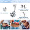 14 PCS Belly Button Rings for Women Girls, 14G Long Dangle Navel Ring Screw Bar Design Body Piercing Jewelry Belly Rings Gifts