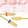 3 Pieces Nail Carbide 5 in 1 Bit Multi-function Tapered Shaping Nail Drill Carbide Nail Drill Bit Use for both Left to Right Handed, 3/32 Inch Nail Bit for Fast Remove Acrylic Gel Nail (Gold)