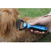 Maxpower Planet Pet Grooming Brush - Double Sided Dematting Undercoat Rake for Dogs and Cats, Extra Wide Pet Brush to Reduce Shedding by 95% (Blue, S)
