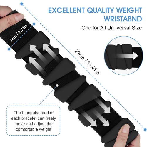 Adjustable Wrist Weights Set, 2lb Silicone Weight Bracelets Fits for Women & Men, Wearable Ankle & Wrist Weights, Suitable for Yoga, Pilates, Dance, Pool Exercises, Jogging (Black)