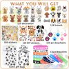 122Pcs Dog Party Favors Gift Set for Kids Dog Birthday Party Supplies Include 12 Dog DIY Face Stickers 12 Dog Bags 12 Keychains 12 Bracelets 50 Stickers for Puppy Party Favors