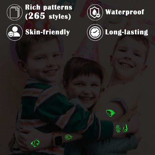 Partywind 265 Styles (30 Sheets) Glow Cars Kids Temporary Tattoos for Boys, Cars Birthday Decorations Party Supplies Favors, Car Tattoo Stickers for Boys Birthday Games Accessories