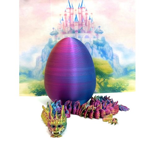 13" 3D Printed Dragon with Dragon Egg, Articulated Dragon, Red Yellow Blue Imperial Dragon, Dragon Fidget Toy, Home Office Decor Executive Desk Toy ID001-RYB-CLS