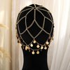 CLOACE Sequin Head Chain Boho Gold Headband Tassel Hair Chain Bridal Headpiece for Women and Girls