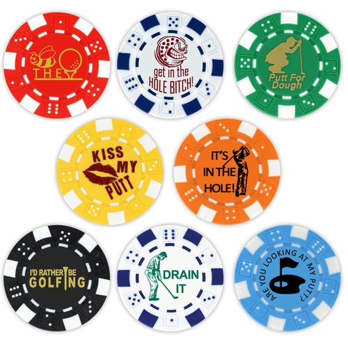 DA VINCI Golf Ball Marker Poker Chip Collection, 11.5 Gram Striped Chips (8-Pack)