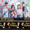 Black and Gold Birthday Decorations Black and Gold Birthday Tableware Set Party Supplies Includes Black Gold Table Cloth Cover Paper Plates Napkins for Birthday Party Decoration Supplies