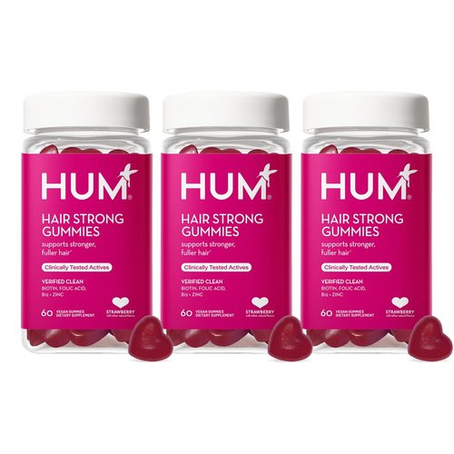HUM Hair Strong - Daily Gummies with Biotin to Combat Hair Loss & Thinning - Fo Ti, Folic Acid, Zinc, Vitamin B12 & PABA to Support Healthy Hair, Skin and Nails (90-Day Supply)