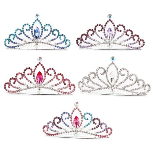 5Pcs Crystal Princess Hair Comb for Girls, Shiny Rhinestone Hair Comb for Princess Wedding Birthday Party Gift