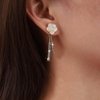 Sttiafay Vintage Crystal Flower Drop Earrings Pearl Camellia Earrings White Camellia Stud Earring Gold Linear Rhinestone Earring Jewelry for Women