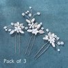 Unicra Bride Wedding Flower Hair Pins Bridal Pearl Hair Piece Crystal Hair Accessories for Women and Girls (Pack of 3) (A-Silver)