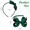 DEEKA 2 PCS 4" Dark Green Bow Headband Grosgrain Ribbon Hair Bows for Toddlers Hair Band Accessories for Little Girls Kids Set of 2 -Dark Green