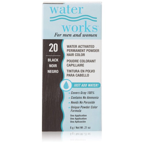 Water Works Water Activated Permanent Powder Hair Color for Men and Women, #20 Black