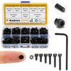 Kadrick Small Metric Screws Suitable for 3D Printer DIY, 400 Pcs M3 Screw and Nut Assortment Hex Socket Head Cap, 12.9 Grade Alloy Steel,Black Zinc Plated