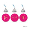 Andaz Press Gold Glitter Print Chocolate Drop Labels Stickers, Sweet 16 Birthday, Fuchsia, 216-Pack, Not Real Glitter, for Kisses Party Favors