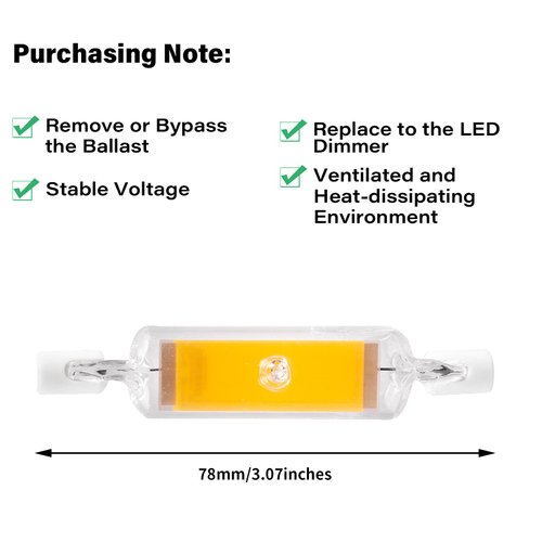 KIMROO 78mm 5W R7S LED Bulbs(4 Pack) 75W Halogen Equivalent 78mm R7S LED J-Type t3 120V Dimmable 3000K Warm White Double Ended R7S LED J78 Flood Light Landscape Lights (Warm White)