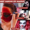 3 Colors Face Body Paint [Black White Red] + 3pc Sponge + 3pc Brush, Baseball Eye Black for Sport Face-Painting, Face Paint Halloween Makeup Kit for Zombie Clown Vampire Skeleton Joker Costume Makeup