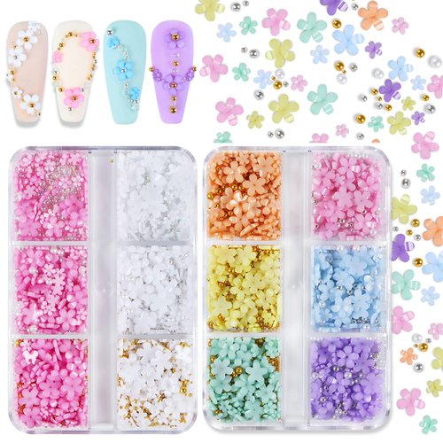 iFancer Nail Art 3D Acrylic Flowers Nail Charms Nail Design Supplies Decoration Accessories
