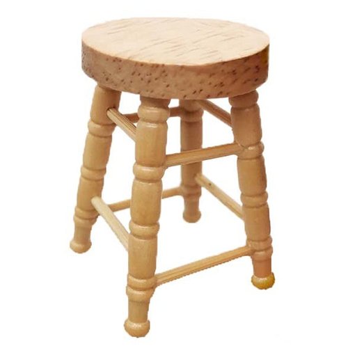 Miniature Counter Stool Dollhouse Furniture 2 PCS/Pack Wood Chair for Crafts Desktop Decor High Stool Mini Scene Ornament Model Round Bar Stool High Simulation Accessory