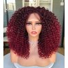 ANNIVIA Short Lace Front Wigs for Black Women Burgundy HD Lace Front Curly Wig Pre Plucked with Babyhair, Dark Roots Burgundy Red Synthetic Bob Kinky Afro Short Curly Frontal Hair Wig 16inch（Burgundy）