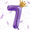 Purple 7 Balloon 40 Inch,Giant Number 7 Balloon & Mini Crown Balloon Set for Girl Boy 7th Birthday Party Decorations,Purple Birthday Party Decorations Supplies Birthday Digital Balloon