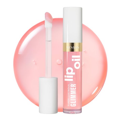 REVLON Super Lustrous Glimmer Lip Oil, Moisturizing Tinted Lip Makeup, Shiny Finish, Made with Nourishing Oils & Antioxidants, 001 Candy Hearts, 0.13 fl oz