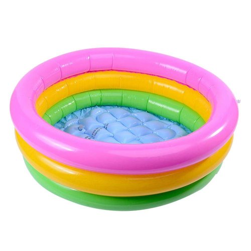 Toy Round Pool, Three-Ring Rainbow Foldable Inflatable Swimming Tub Baby Waterproof Play House Sand Table Fishing Toy Toddlers Shower Bathtub for Children Kids(60cm)