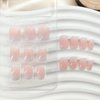 Press on Nails Short Square Fake Nails Press ons With Pink White Gradient Designs Simple Glue on Nails Full Cover False Nails Rtificial Acrylic Stick on Nails for Women 24 Pcs