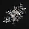 BERYUAN Rhinestone Crystal Pearls Flowers Hair Comb Crystal Rhinestone Wedding Bridal Hair Comb Rhinestone Bridal Headpiece Flowers Pearls Hair Side Comb for Brides Bridesmaid (silver)