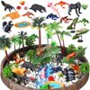 Sratte 26 Pcs Rainforest Animals Figures Playset Include Jungle Animals Figures Model Trees Rain Forest Diorama Project Supplies for Cake Topper Toddlers Gift Birthday Party Decor(Tray Not Included)