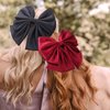 VOBOBE 2PCS Big Hair Bows for Women Girls, Black Red Satin Hair Bow Hair Clips Hair Accessories Barrettes for Adult Girls (Black+Red)