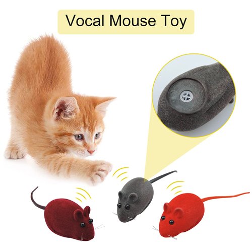 Andiker 3 Pcs Cat Mouse Toy, Flocking Squeaking Mouse Cat Toy 3 Random Colors Soft Small Cat Toys for Indoor Cats Interactive Cat Toy for Cats and Kitten to Catch and Bit (3pcs)