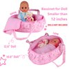 Baby Doll Cradle Bassinet Portable Doll Carrier Carry Bag Doll Bed Cot,Baby Doll Accessories Playset,Soft Pillow Quilt Blanket Bear,for 8-9-10-11-12 Inch Smaller Alive Baby Doll,Pretend Play Toy