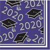 Creative Converting Class of 2020 Purple Grad Beverage Napkins, 5"