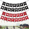 Racing Happy Birthday Banner Red Black Race Car Birthday Banner for Race Car Birthday Party Decorations Supplies