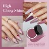 AZUREBEAUTY Dip Powder Nail Kit Fall Winter Dark Purple Lilac Purple Glitter 4 Colors Nail Dip Powder Starter Set Essential Dip Liquid Set with Base/Top Coat Activator for French Art Manicure DIY Gift