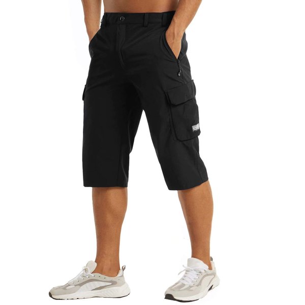 MAGCOMSEN Mens Shorts with Pockets Shorts for Men Running Shorts Capri Pants Mens Summer Cargo Short Hiking Shorts Tactical Shorts Black