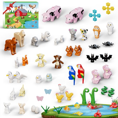 Sinuraii Animals Building Blocks Set Toys, Advent Calendar 2024 Christmas, Open the Packaging to Find Farm Animals Surprise Each Day For 24 Days, Kids Party Favors, Christmas Gifts for Kids