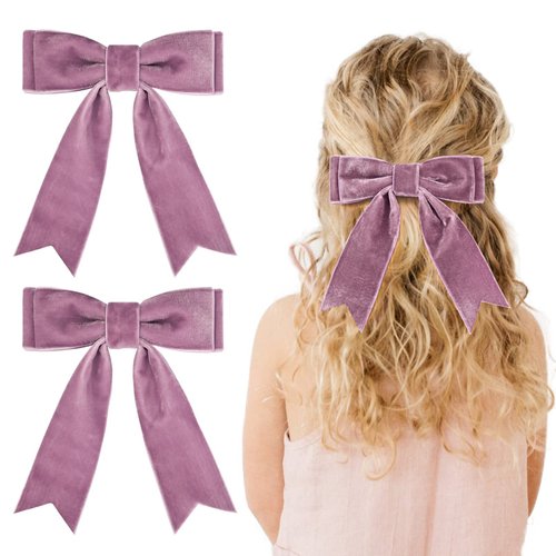 Hair Bows for Women Hair Clip Hair Tassel Hair Ribbon Ponytail Holder Accessories (Purple)