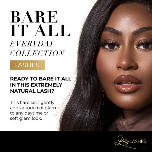 Lilly Lashes Everyday Bare it All Natural Lashes - Faux Mink Natural Eyelashes, False Eyelashes Everyday Use, Cat Eye Lashes, Individual Lashes Reusable up to 20x, No Lash Glue Included (13mm)