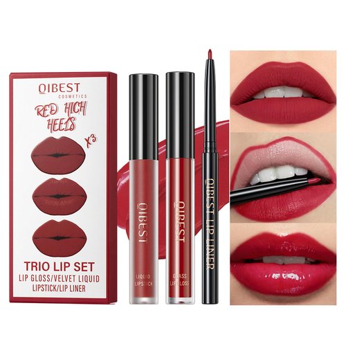 ZAMANIYA 3 In 1 Lip Gloss Set With Matte Lipstick ,Moisturizing Lip Gloss And 2mm Lip Liner Liquid Lipstick Long Lasting Makeup Lip Plumping Lipstick Lipgloss Soft And Smooth Like Cream (06 - Crazy Party)