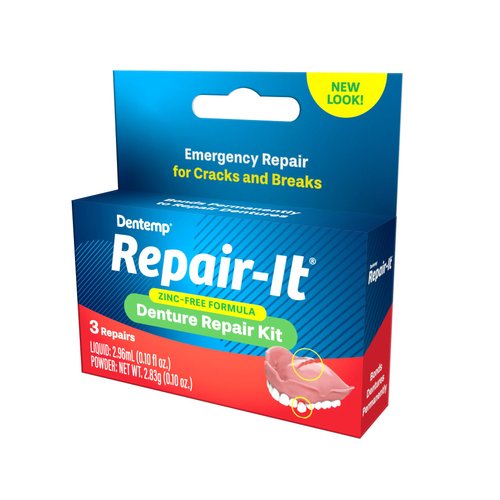 Dentemp Repair Kit - Repair-It Advanced Formula Denture Repair Kit (Pack of 3) - Denture Repair Kit Repairs Broken Dentures - Denture Repair to Mend Cracks & Replace Loose Teeth